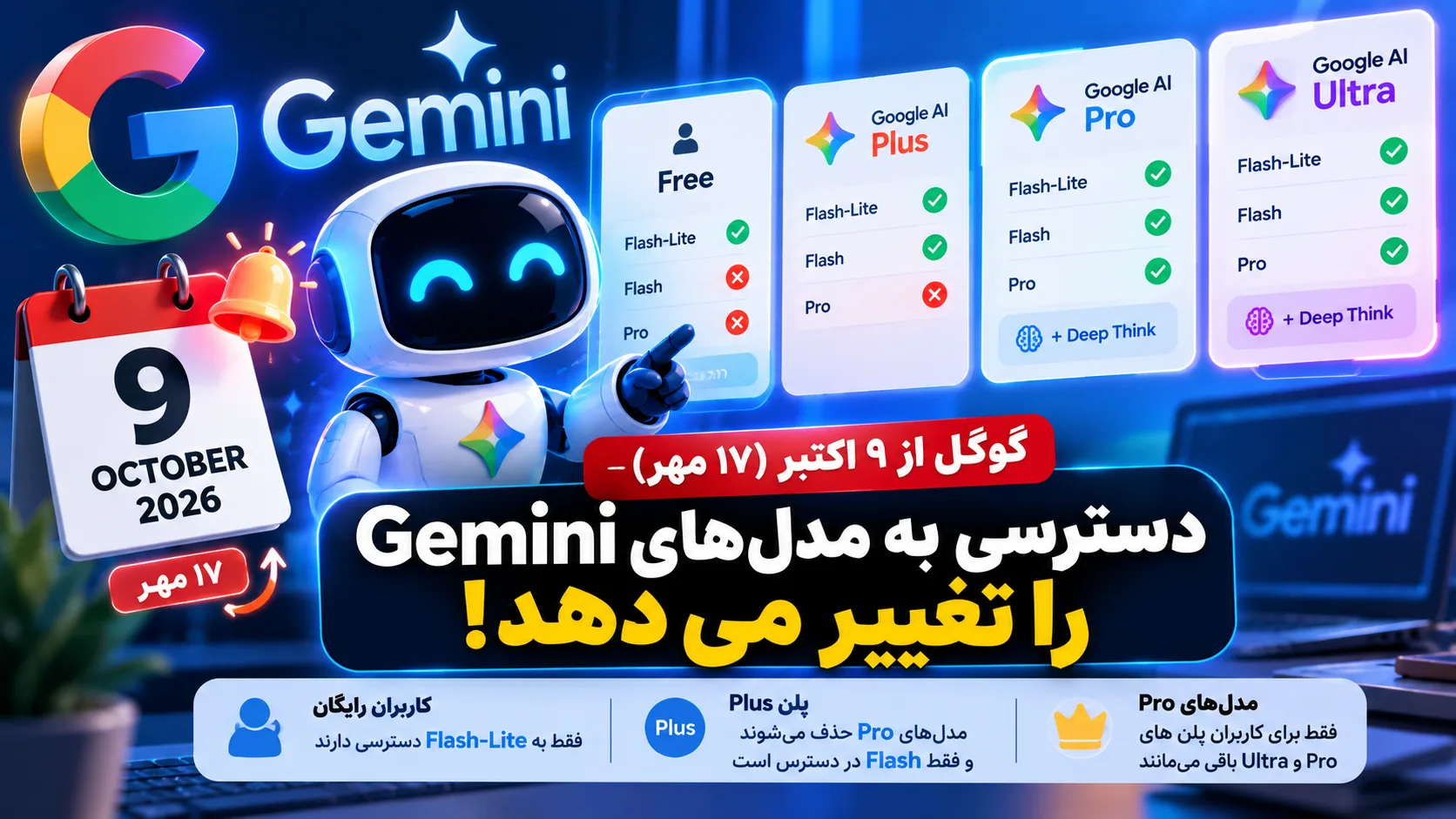 گوگل دسترسی رایگان Gemini را محدود می‌کند؛ تغییر بزرگ از ۹ اکتبر