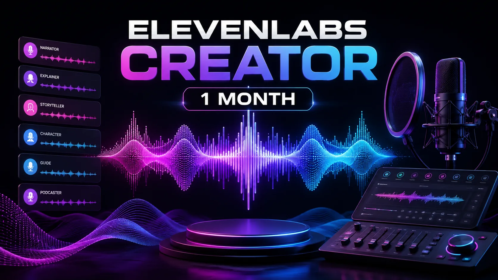 تصویر اشتراک یک‌ماهه ElevenLabs Creator