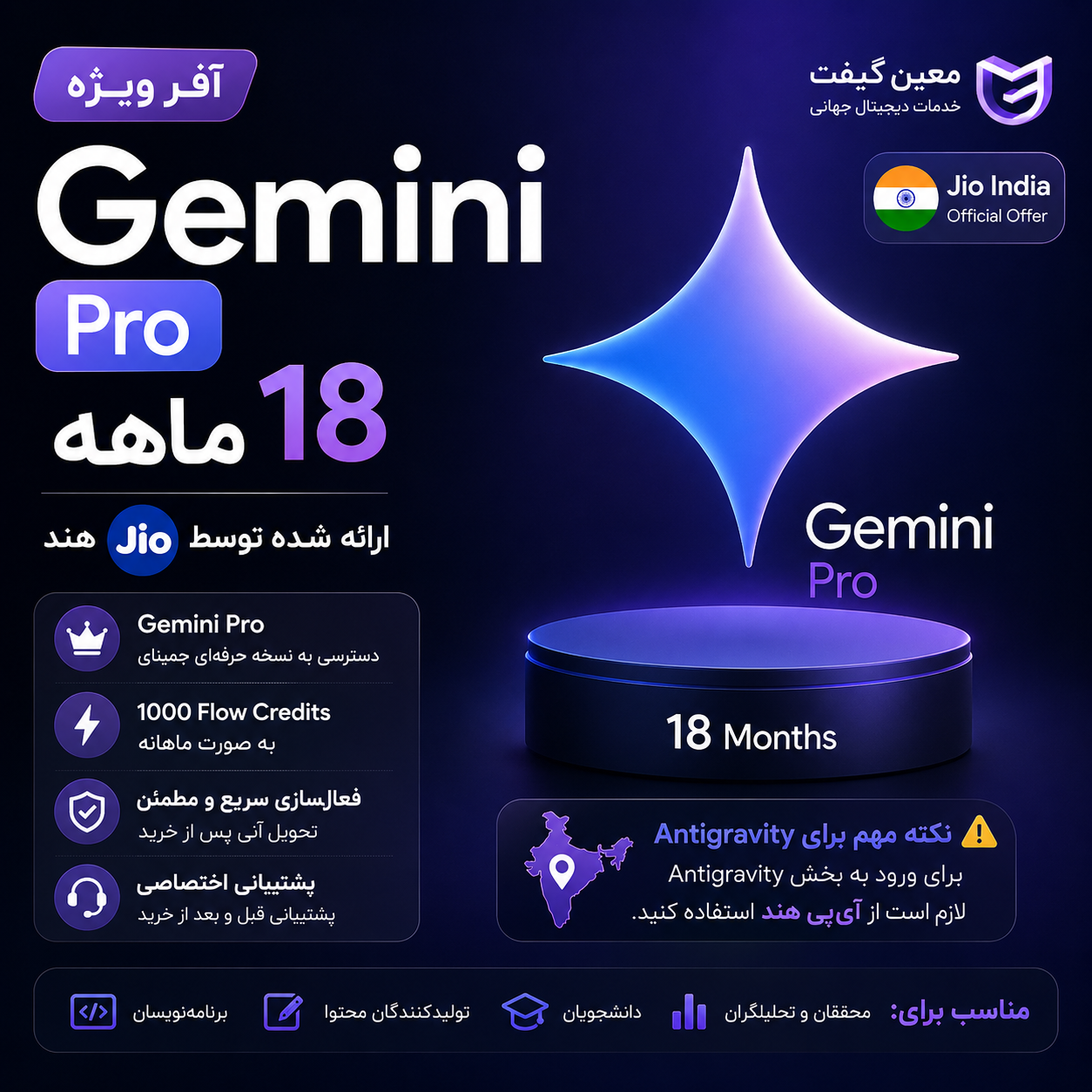 آفر جمنای 18 ماهه پرو
